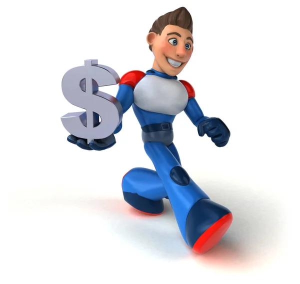 Leuk Personage Met Dollar Illustratie — Stockfoto