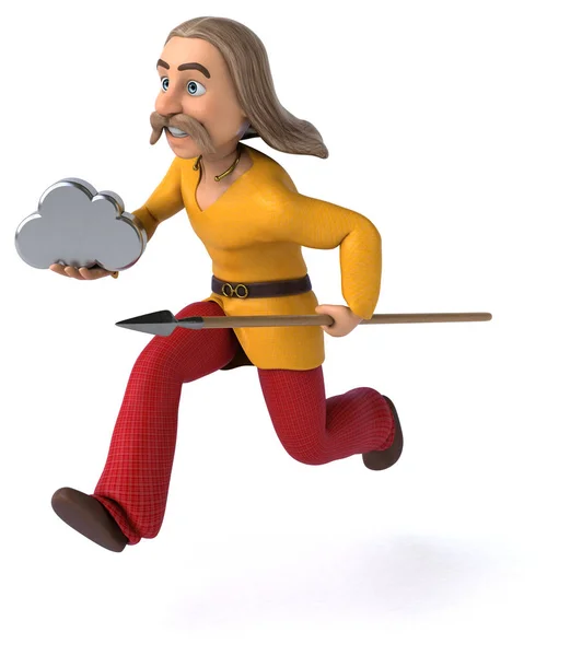 Spaß Cartoon Figur Mit Wolke Illustration — Stockfoto