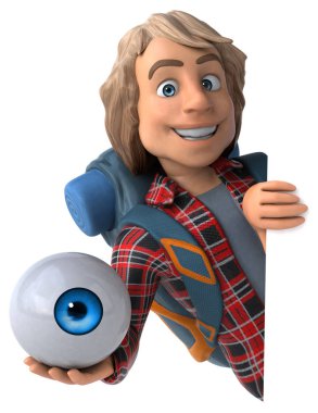 Eğlenceli çizgi film karakteri ile göz - 3d çizim 