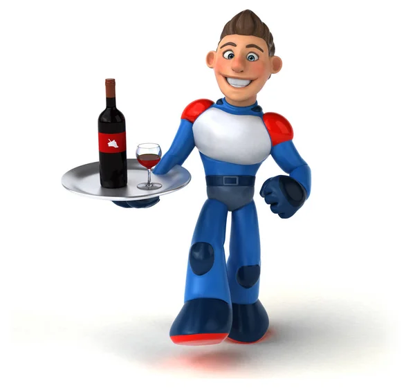 Lustige Cartoon Figur Mit Wein Illustration — Stockfoto