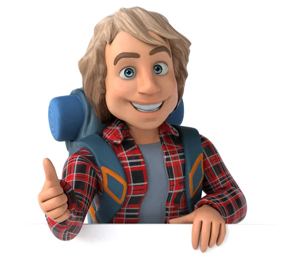 Erkek yalnız seyahat eden sırt çantalı - 3D Görüntü