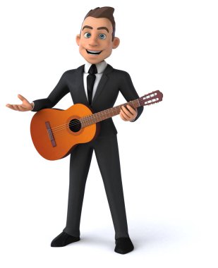 Gitar - 3d çizim ile eğlenceli çizgi film karakteri
