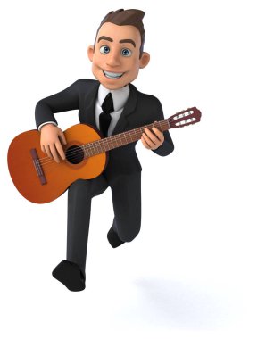 Gitar - 3d çizim ile eğlenceli çizgi film karakteri