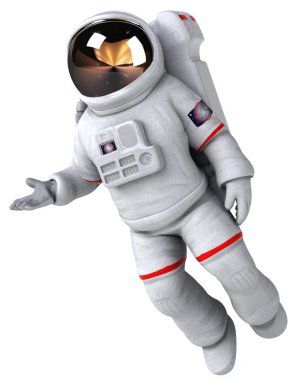 Eğlenceli astronot karakteri - 3D İllüstrasyon