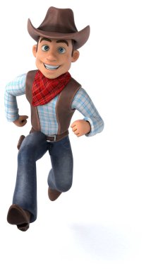 Eğlenceli Kovboy karakteri - 3D İllüstrasyon