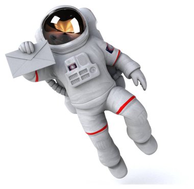 Harf ile eğlenceli astronot - 3D İllüstrasyon