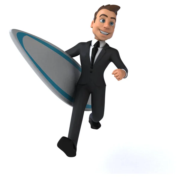 Divertente Personaggio Dei Cartoni Animati Surf Illustrazione — Foto Stock