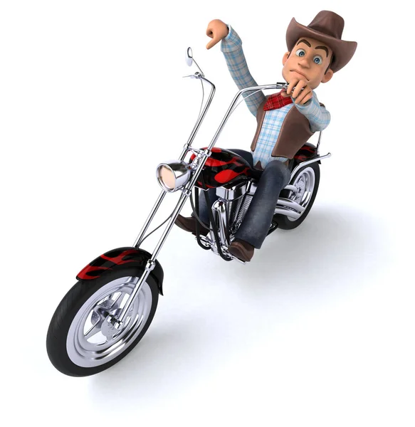 Spaß Cartoon Figur Mit Motorrad Illustration — Stockfoto