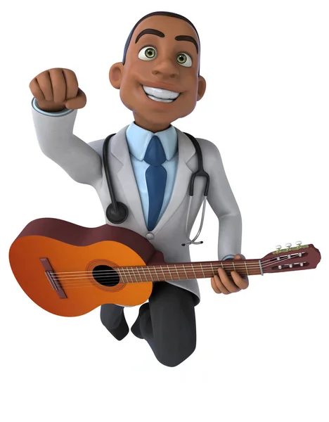 Spaß Cartoon Figur Mit Gitarre Illustration — Stockfoto