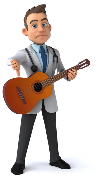 Spaß Cartoon Figur Mit Gitarre Illustration — Stockfoto