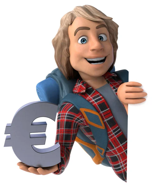 Spaß Cartoon Figur Mit Euro Illustration — Stockfoto