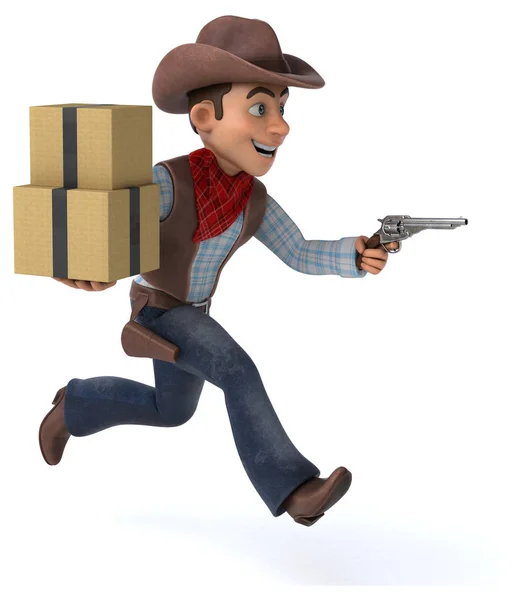 Spaß Cowboy Mit Schachteln Illustration — Stockfoto