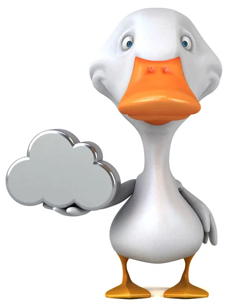 Divertido Pato Con Nube Ilustración — Foto de Stock