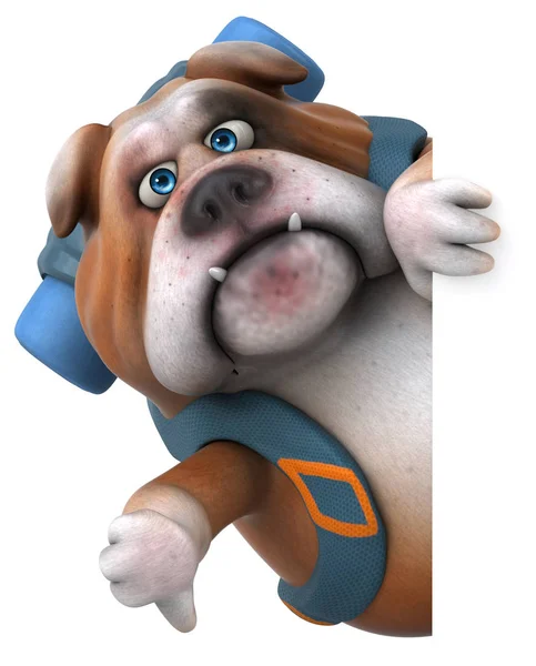 Divertido Personaje Dibujos Animados Bulldog Mochilero Ilustración — Foto de Stock