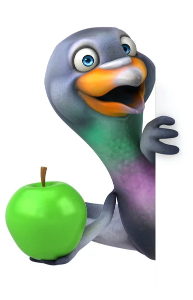 Fun Pigeon Apple Illustration — Stock Photo, Image