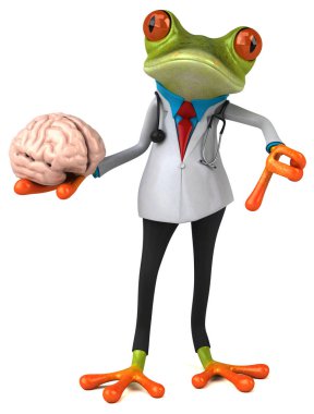 Beyni olan eğlenceli kurbağa - 3D İllüstrasyon
