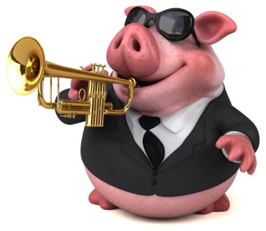 Eğlenceli domuz oynuyor - 3d İllüstrasyon