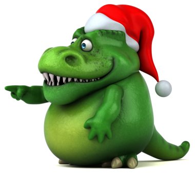 Eğlenceli dinozor santa cllaus - 3d İllüstrasyon