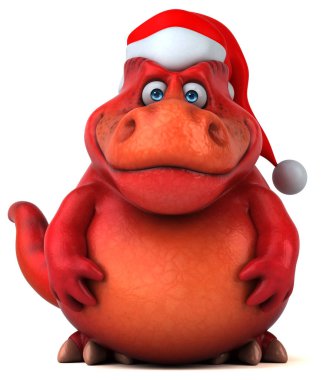 Eğlenceli dinozor Noel Baba - 3d çizim