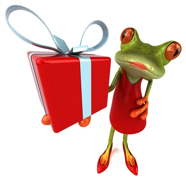 Веселая Лягушка Подарком Иллюстрация — стоковое фото