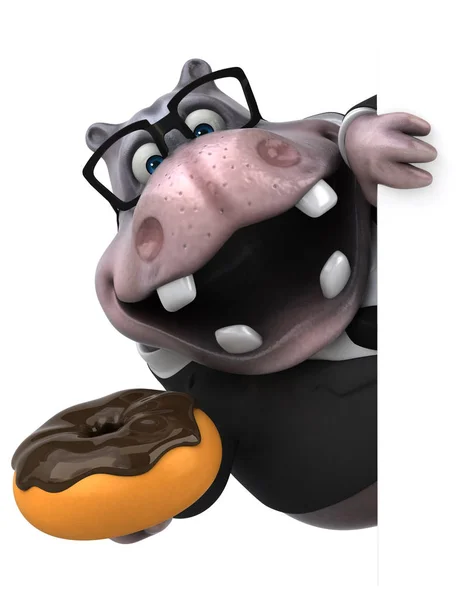 Fun Hippo Donut Illustration — Stock Photo, Image