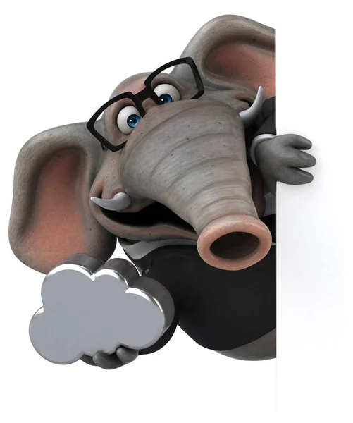 Elefante Divertido Con Nube Ilustración — Foto de Stock