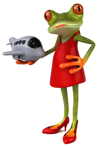Fun Frog Plane Illustration — Stock Photo, Image