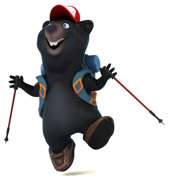 Fun Bear Backpacker Tecknad Karaktär Illustration — Stockfoto