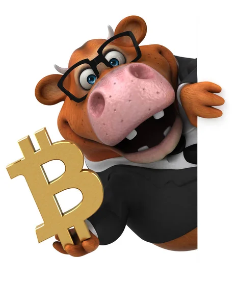 Rolig Tecknad Figur Med Bitcoin Illustration — Stockfoto