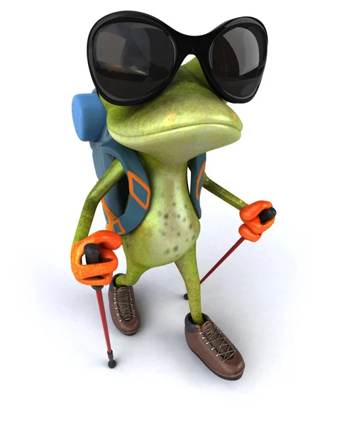 Fun frog  with   sticks - 3D Illustration