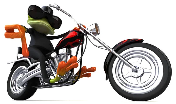 Żaba Zabawa Motocyklem Ilustracja — Zdjęcie stockowe
