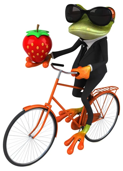 Lustiger Frosch Mit Erdbeere Illustration — Stockfoto