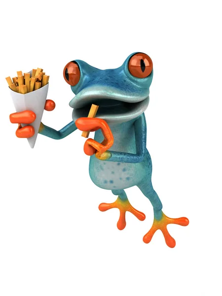 Fun Frog French Fries Illustration — Stock Photo, Image