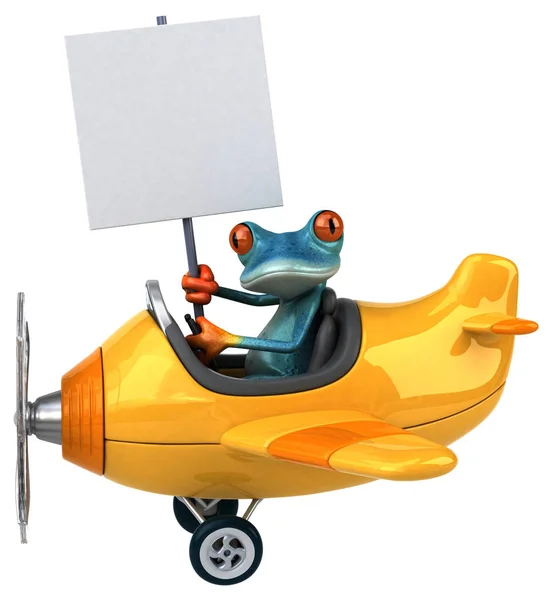 Uçakla Eğlenceli Kurbağa Görüntü — Stok fotoğraf
