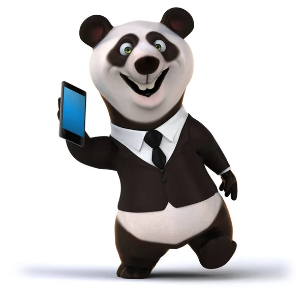 Fun Panda Met Smartphone Illustratie — Stockfoto