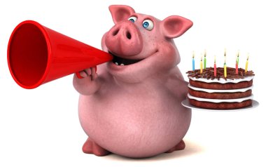 Eğlenceli çizgi film karakteri ile kek - 3d çizim