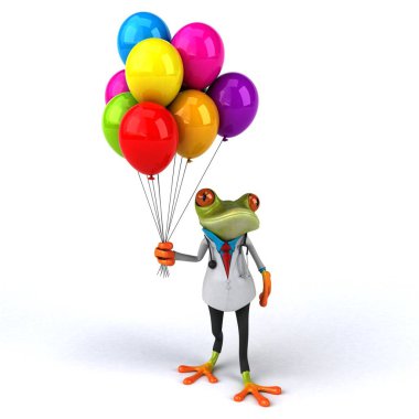 Balonlu eğlenceli kurbağa - 3D İllüstrasyon