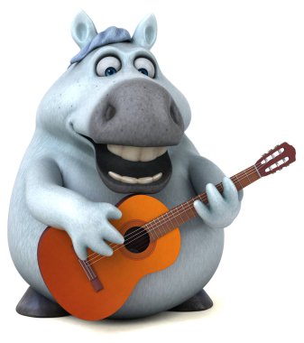 Gitarlı eğlenceli at - 3D Görüntü