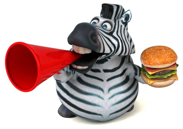 Zebra Divertente Con Hamburger Illustrazione — Foto Stock