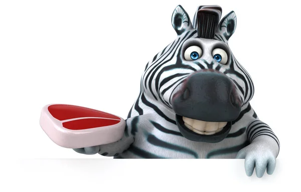 Zabawny Zebra Mięsem Ilustracja — Zdjęcie stockowe