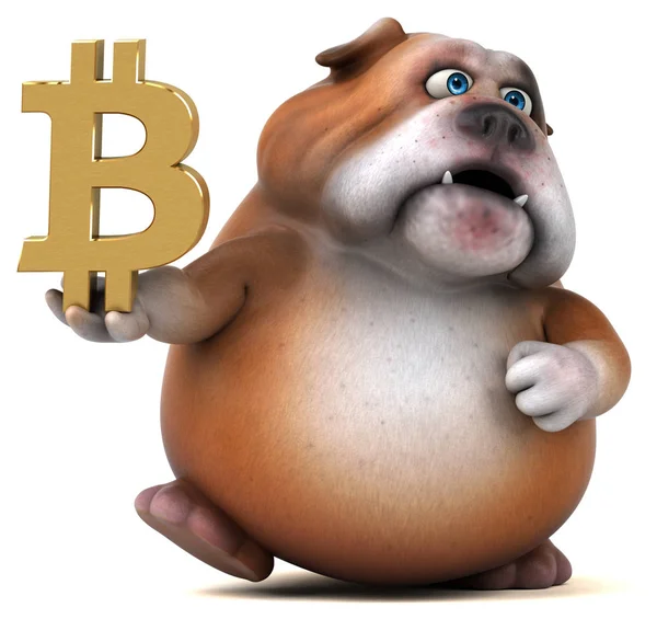 Rolig Tecknad Figur Med Bitcoin Illustration — Stockfoto