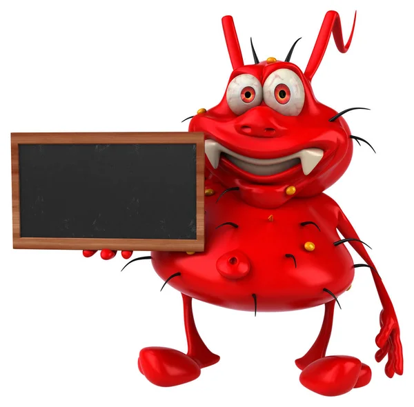 Fun Germ Monster Holding Blackboard — Stock Photo, Image