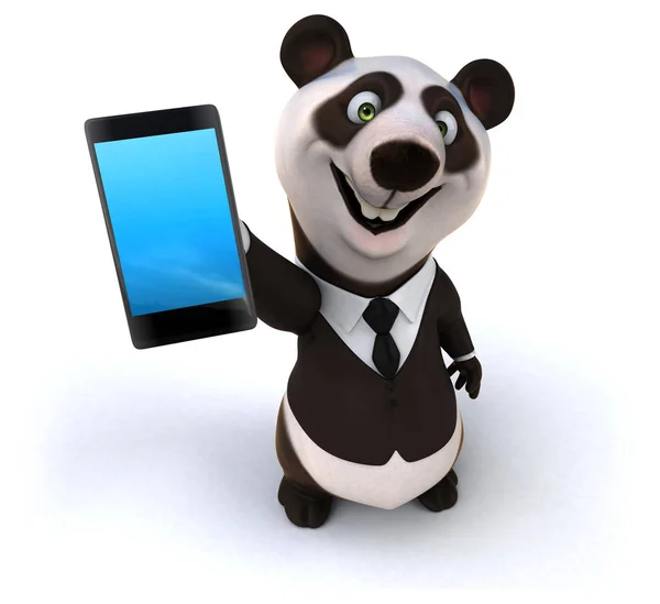 Fun Panda  with smartphone - 3D Illustration