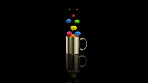 Animation Mug Bubbles Icons — Stock Video