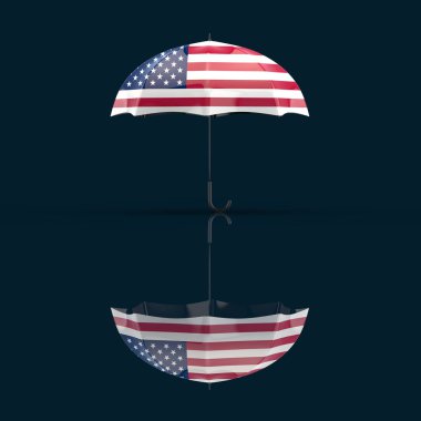 usa Umbrella konsepti - 3d İllüstrasyon