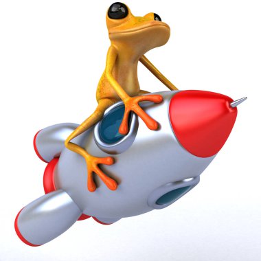 Eğlenceli kurbağa roket - 3d çizim