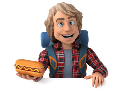 Hotdog - 3d çizim ile eğlenceli çizgi film karakteri