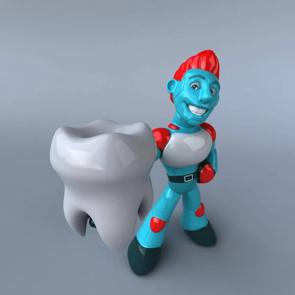 Divertente Personaggio Dei Cartoni Animati Con Dente Illustrazione — Foto Stock