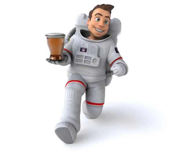 Spaß Cartoon Figur Mit Bier Illustration — Stockfoto