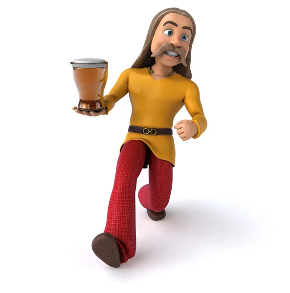 Spaß Cartoon Figur Mit Bier Illustration — Stockfoto